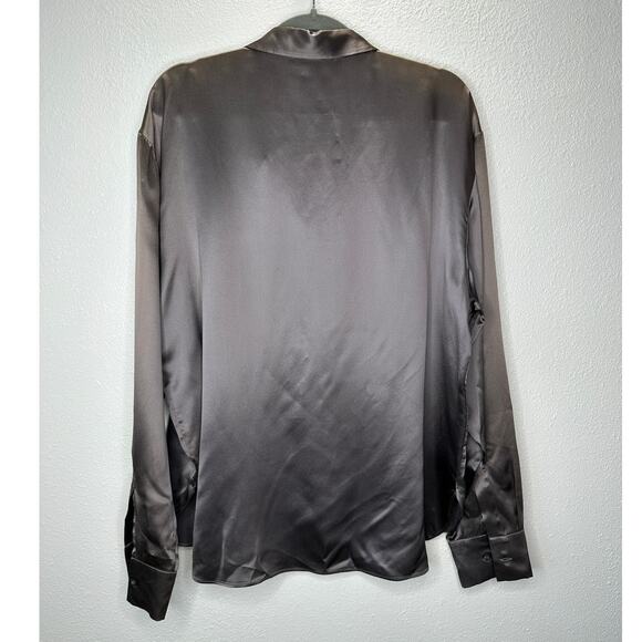 Christian Dior 100% Silk Taupe Brown Multi-Tonal Shimmer Button Blouse 14 - Picture 5 of 13